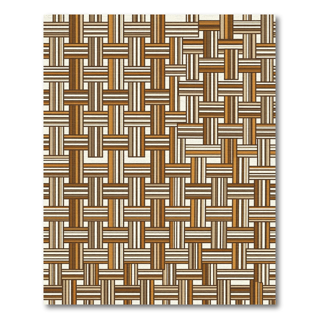 Earthy Brown Woven Grid Area Rug