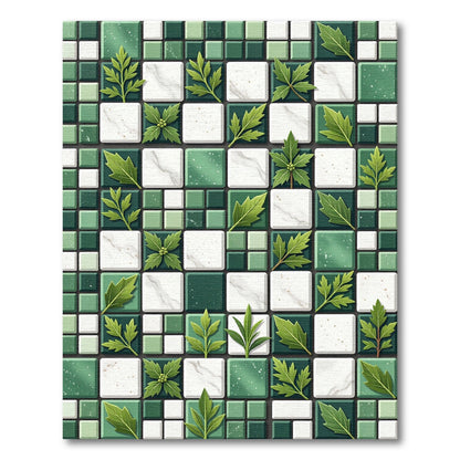 Emerald Leaf Mosaic Square Rug
