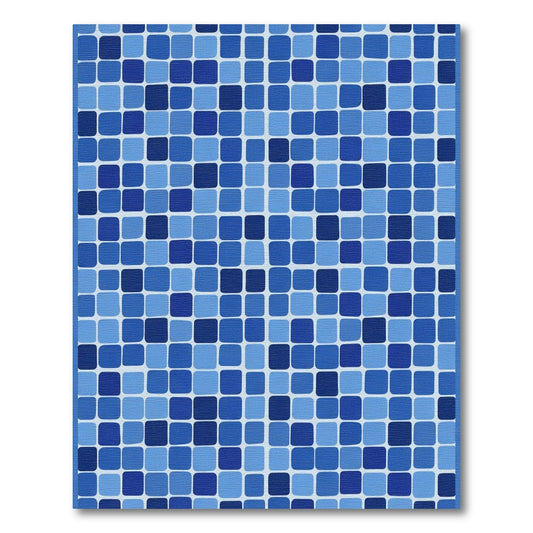 Ocean Blue Mosaic Squares Rug