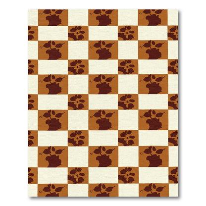 Brown Floral Checkered Silhouette Rug