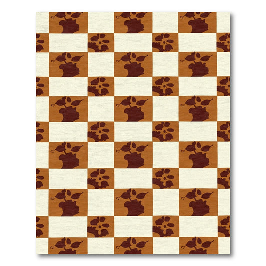 Brown Floral Checkered Silhouette Rug