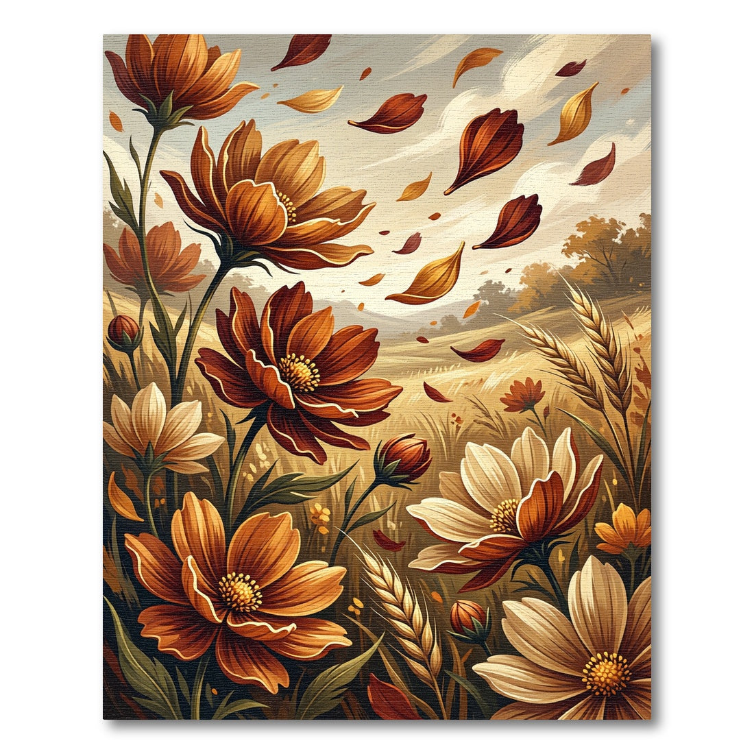 Autumn Petal Meadow Floral Rug