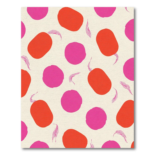 Vibrant Crimson Pink Abstract Ovals Rug