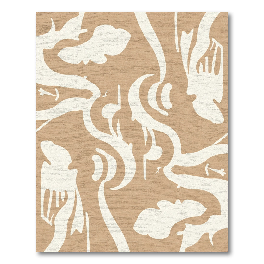 Cream and Tan Abstract Sculptural Forms Rug