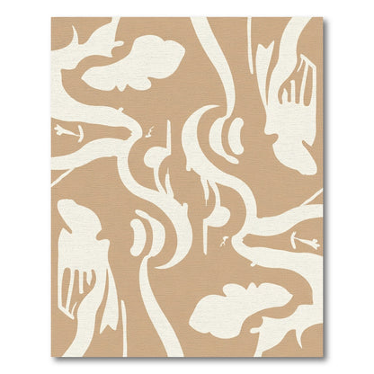 Cream and Tan Abstract Sculptural Forms Rug