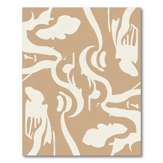 Cream and Tan Abstract Sculptural Forms Rug