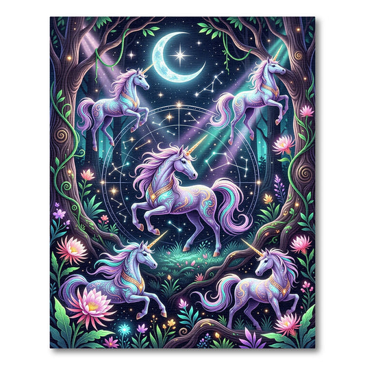 Celestial Unicorn Forest Constellation Art Rug