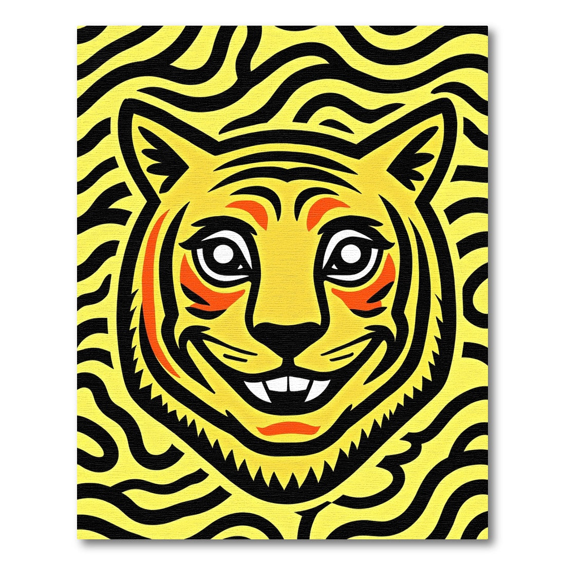 Bold Yellow Tiger Face Stripes Rug