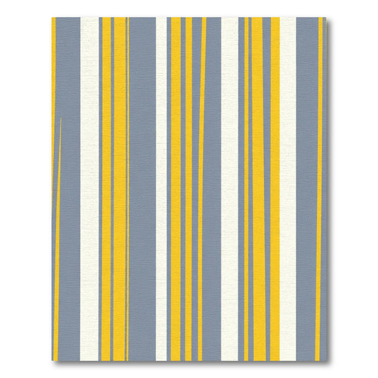 Modern Yellow Blue Stripe Composition Rug