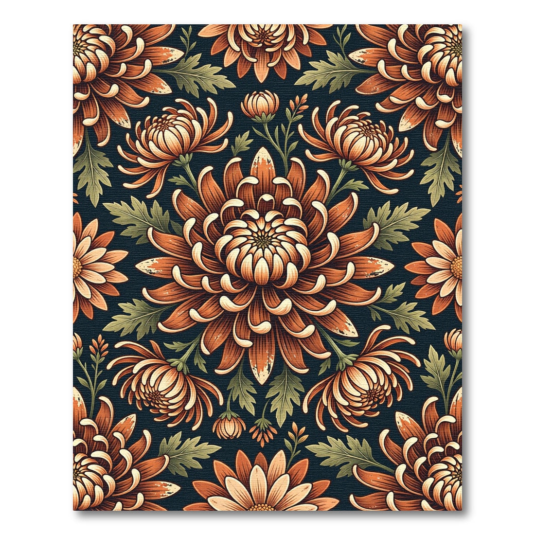 Moody Burnt Orange Chrysanthemum Botanical Rug