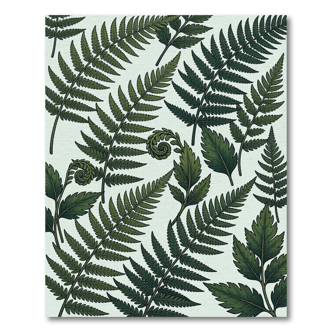 Deep Forest Fern Botanical Pattern Rug