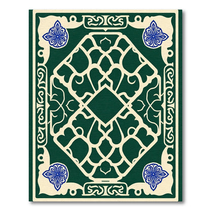 Deep Emerald Cream Lattice Floral Rug