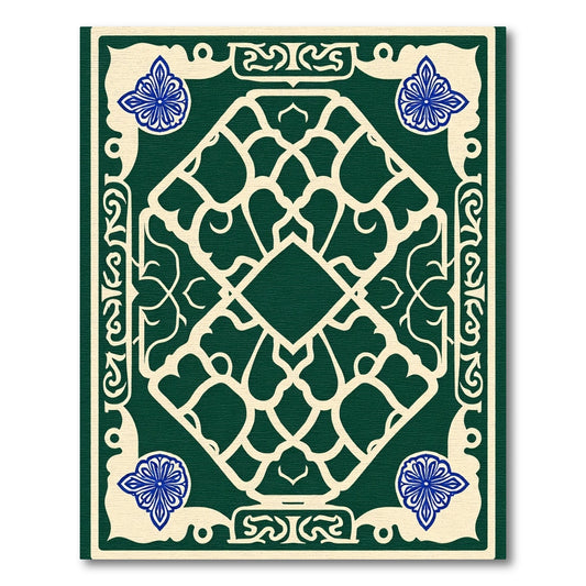 Deep Emerald Cream Lattice Floral Rug