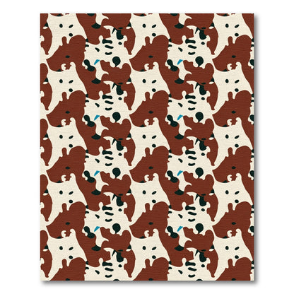 Brown Black White Abstract Organic Shapes Rug