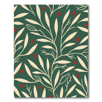 Green Ivory Red Botanical Vine Rug