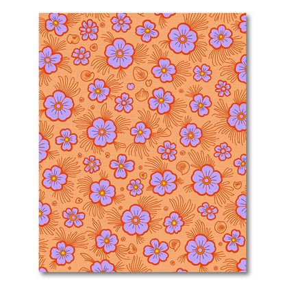 Orange Lavender Floral Garden Rug