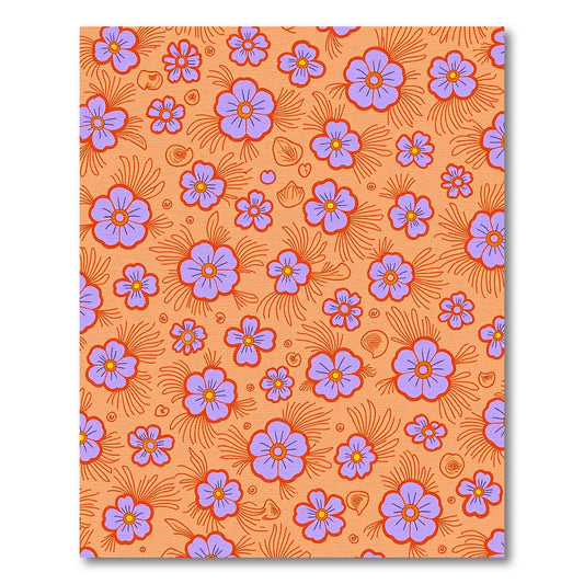 Orange Lavender Floral Garden Rug