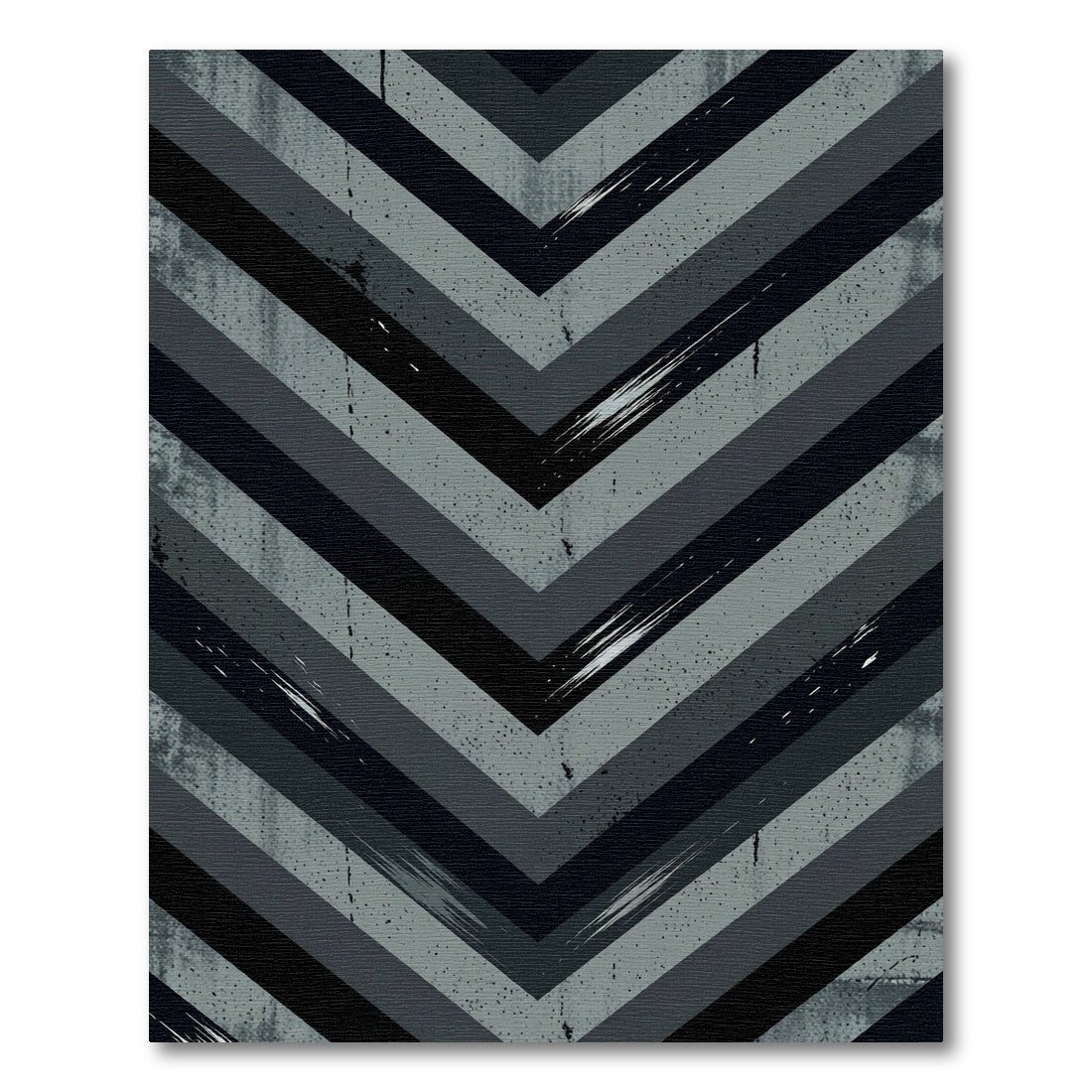 Modern Charcoal Gray Chevron Streak Rug
