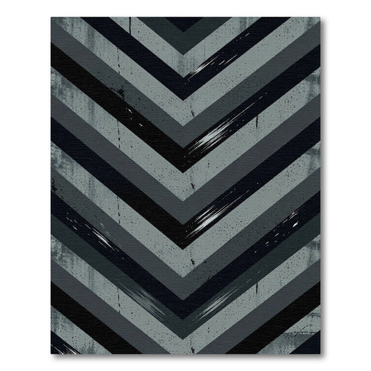 Modern Charcoal Gray Chevron Streak Rug