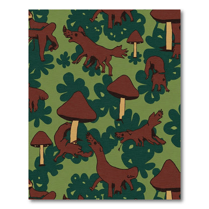 Brown Woodland Creatures Mushroom Forest Rug