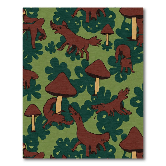 Brown Woodland Creatures Mushroom Forest Rug