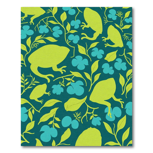Bright Lime Frog Floral Garden Rug