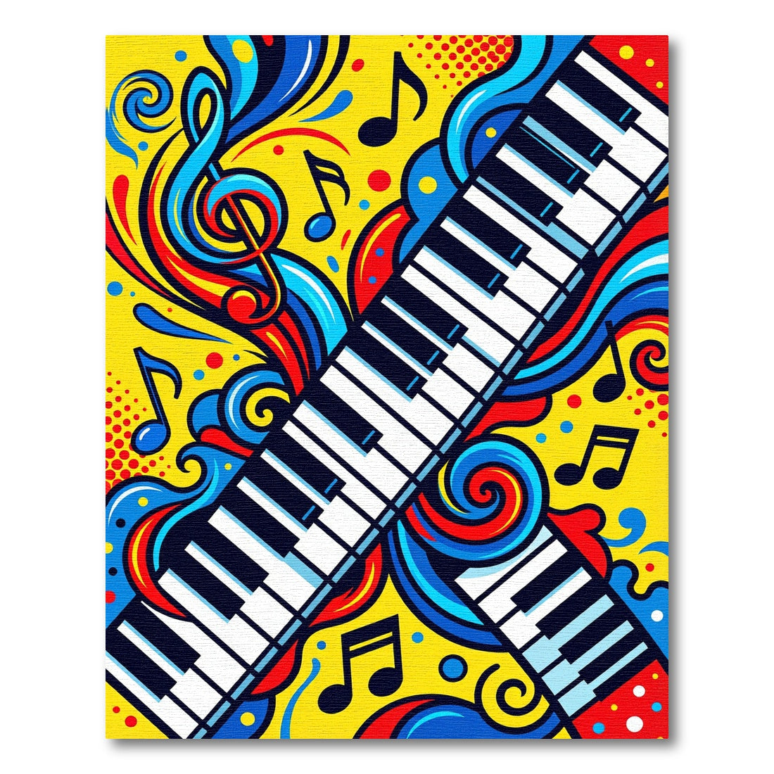 Vibrant Musical Piano Swirls Notes Rug
