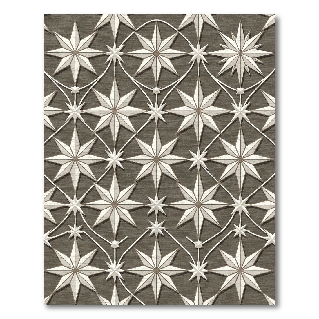 Elegant Taupe Star Geometric Lattice Rug