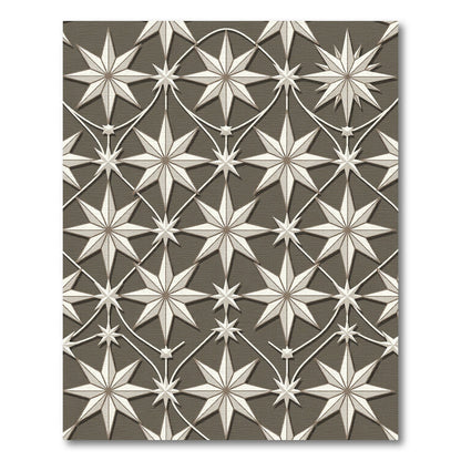 Elegant Taupe Star Geometric Lattice Rug