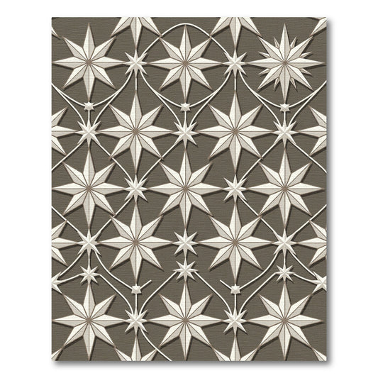 Elegant Taupe Star Geometric Lattice Rug