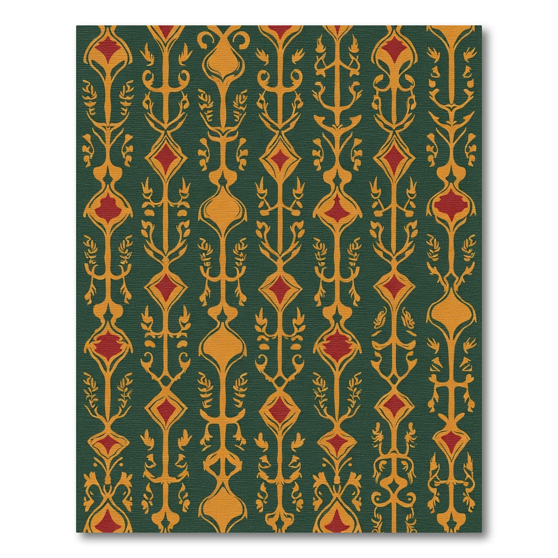 Emerald Gold Red Art Nouveau Medallion Rug