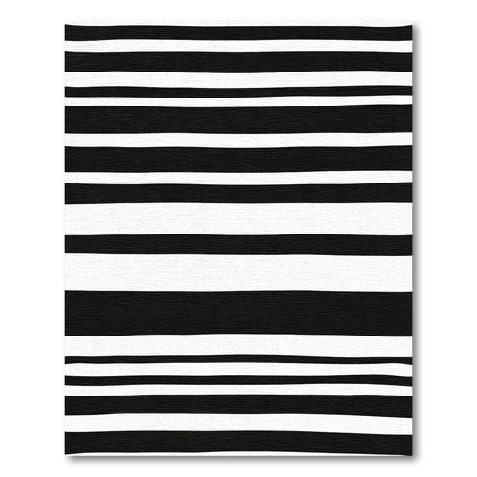 Bold Black White Uneven Stripe Rug