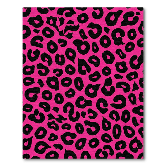 Vibrant Pink Black Leopard Spots Rug