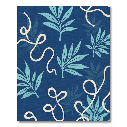 Deep Teal Leaf With Ribbon Swirl Rug