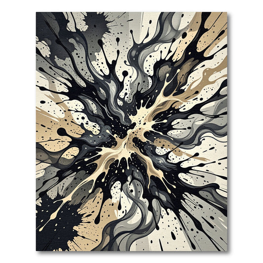 Monochromatic Splatter Abstract Explosion Rug