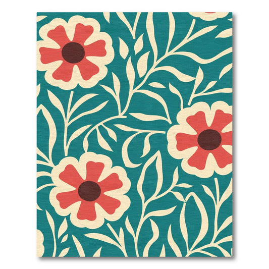 Coral and Cream Floral Vine Rug