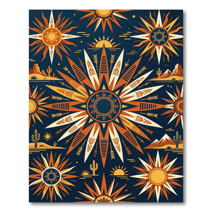 Celestial Desert Sun Geometric Navy Rug