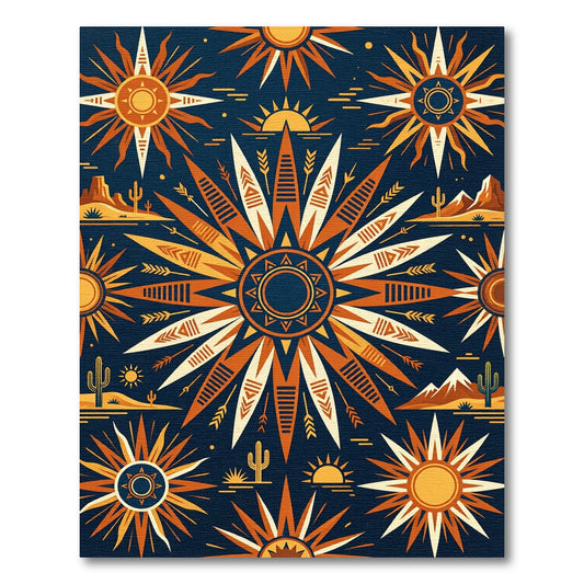 Celestial Desert Sun Geometric Navy Rug