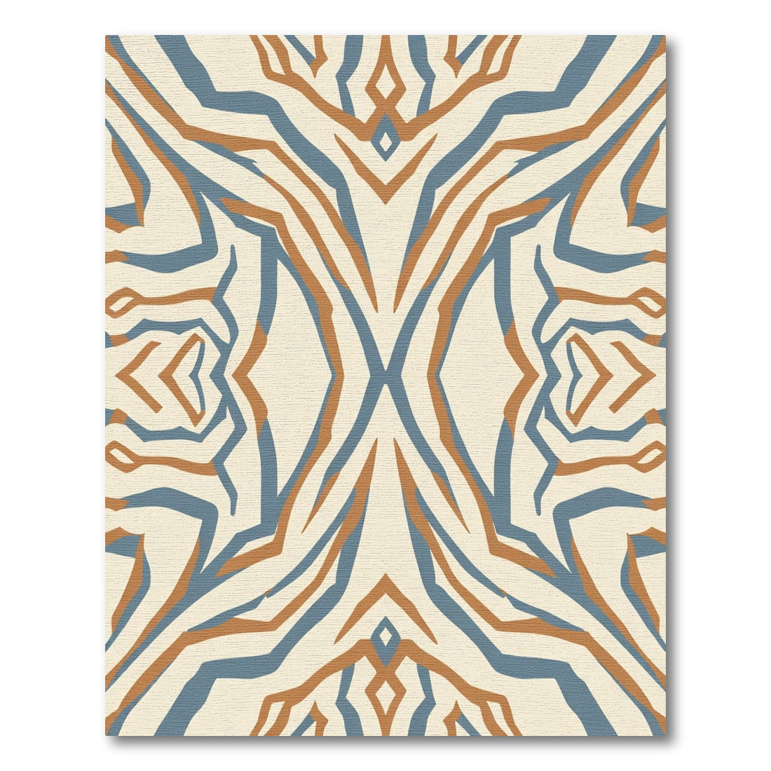 Abstract Blue Tan Zebra Stripes Rug