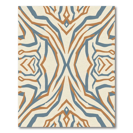 Abstract Blue Tan Zebra Stripes Rug