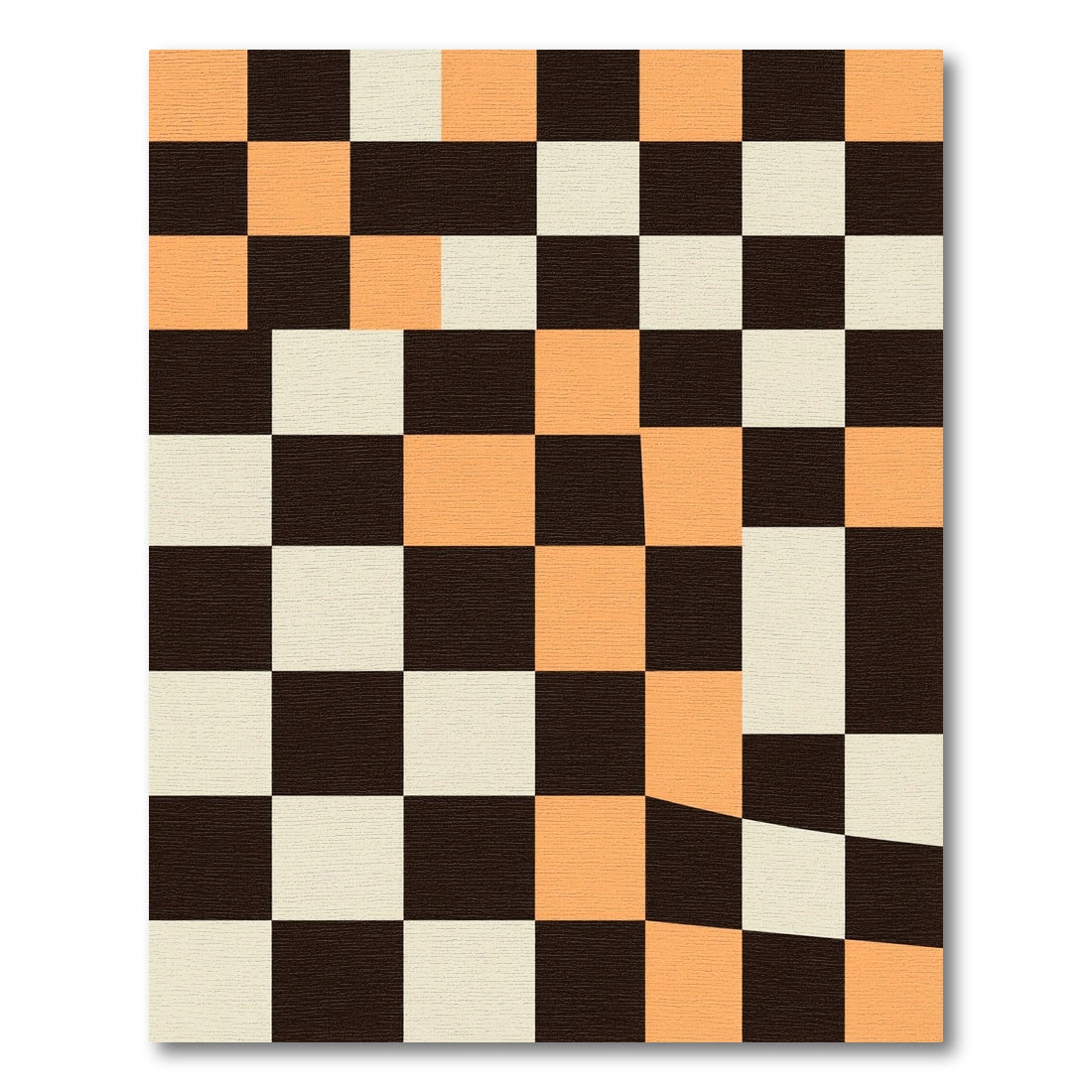 Modern Geometric Caramel and Cream Grid Rug