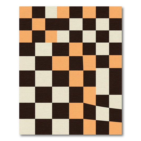 Modern Geometric Caramel and Cream Grid Rug