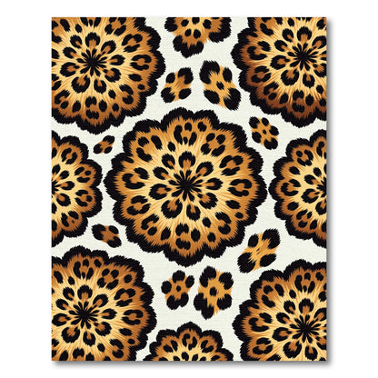 Golden Leopard Floral Medallion Rug