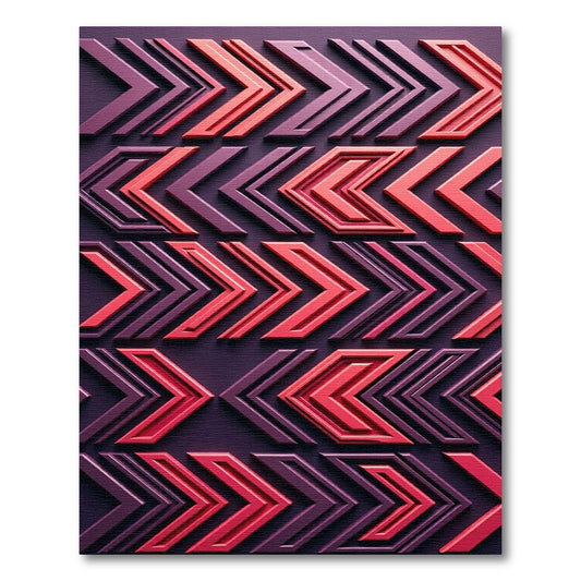 Crimson and Plum Chevron Arrows Rug