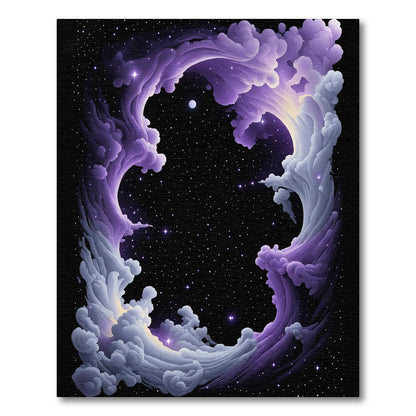 Cosmic Purple Cloud Swirl Starfield Rug