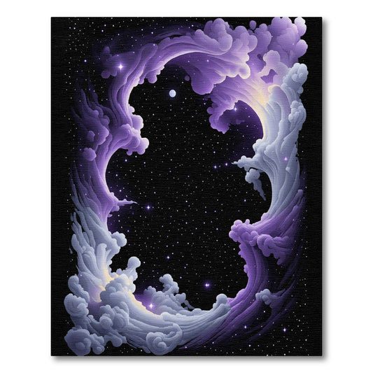 Cosmic Purple Cloud Swirl Starfield Rug