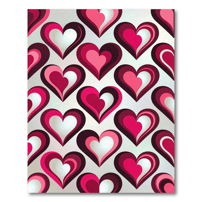 Retro Pink Layered Heart Arrangement Rug
