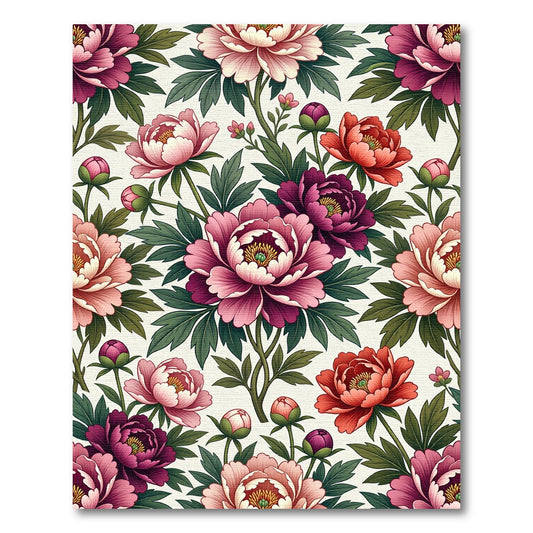 Botanical Peony Blossom Floral Bouquet Rug