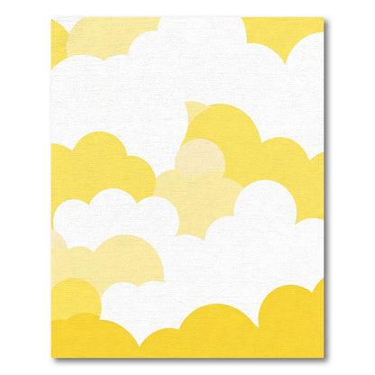 Whimsical Yellow Cloudscape Composition Rug