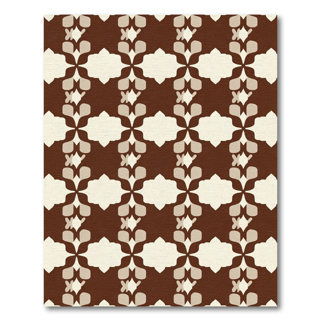 Brown Cream Lattice Flower Rug